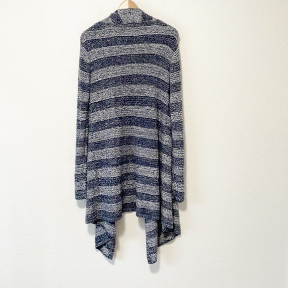 Barefoot Dreams Blue Striped Bamboo Chic Lite Cardigan L/XL Long Sleeve - Picture 9 of 10